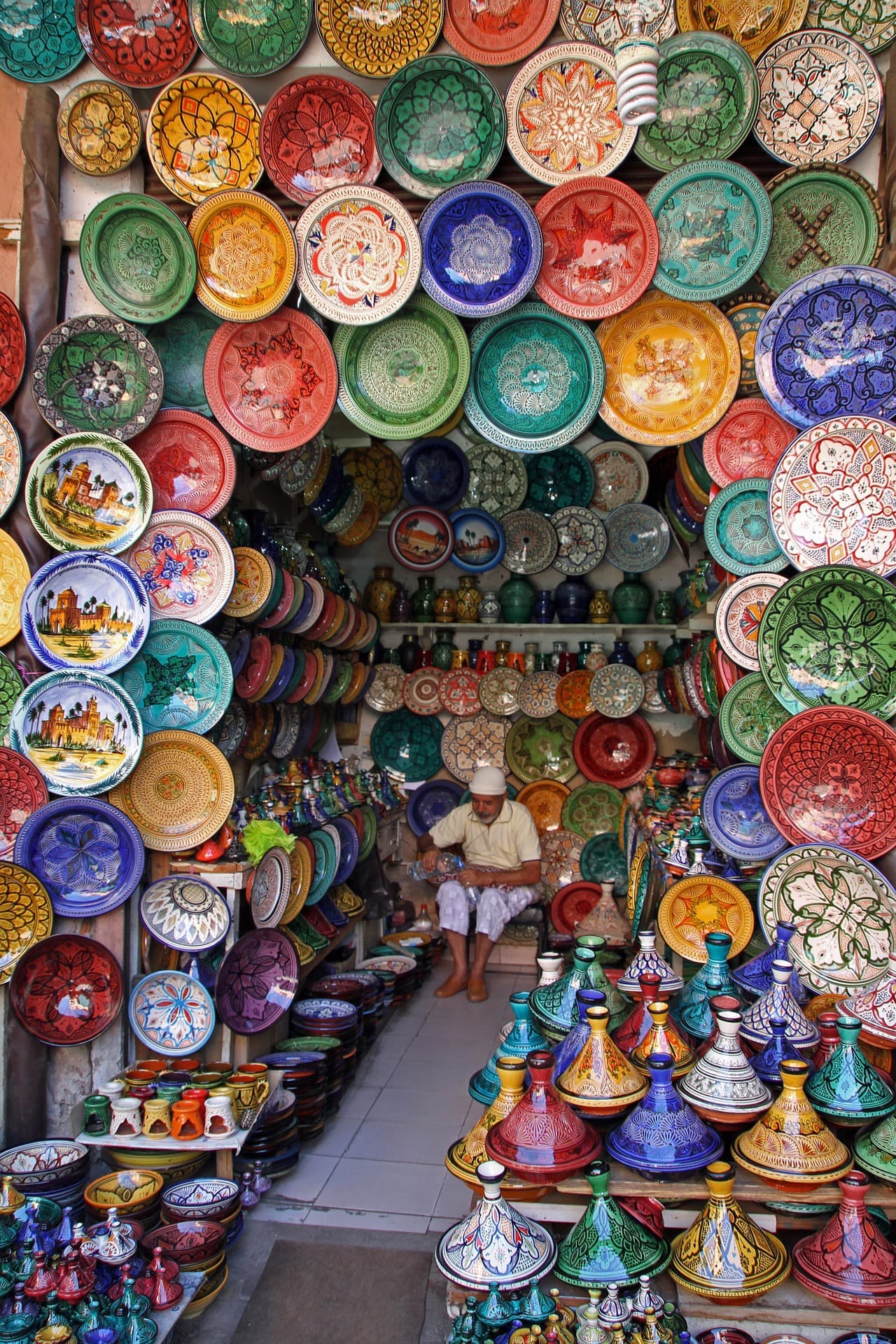 Vibrant marketplace in Marrakesh with local goods